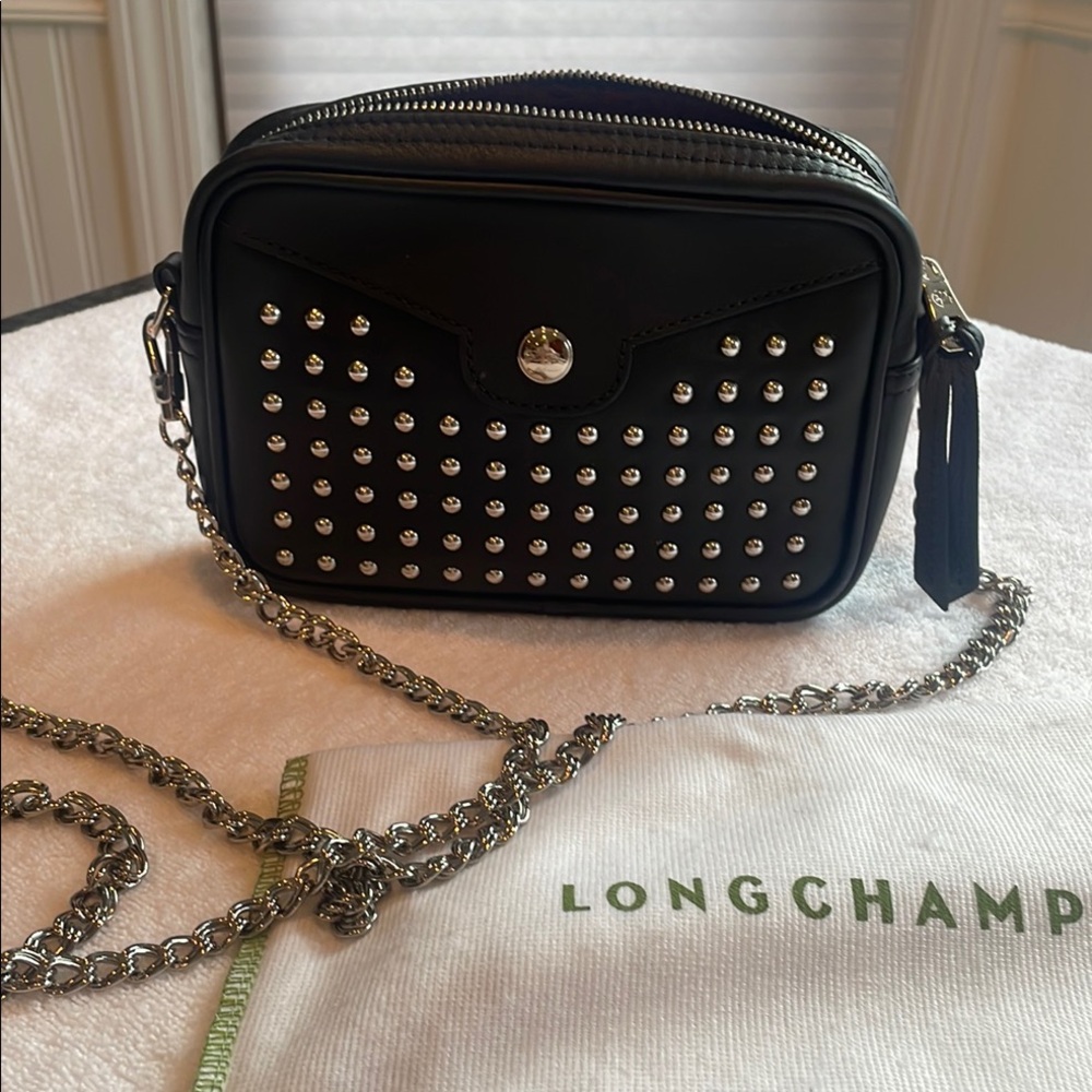 Longchamp Black Studded Crossbody Bag